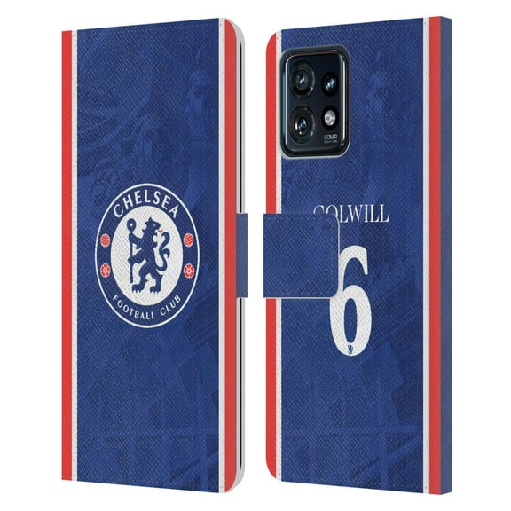Head Case Designs Officially Licensed Chelsea Football Club 2025/26 Players Home Kit Levi Colwill Leather Wallet Case Compatible with Motorola Moto Edge 40 Pro/Plus 2023