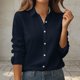 thumbnail image 2 of Sudaderas con capucha para mujer,Blusa informal de manga larga con botones para mujer, camiseta de poliéster, color liso, corte regular, para uso en casa y en la oficina, sopatenor, 2 of 9
