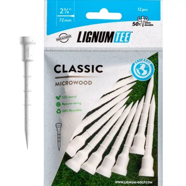 LIGNUM Tee Premium Golf Tees, Lasts 50+ Rounds, Anti-Spin Head, Ring System