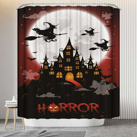 Castle Waterproof Shower Curtain, Vintage Horror Shower Curtain