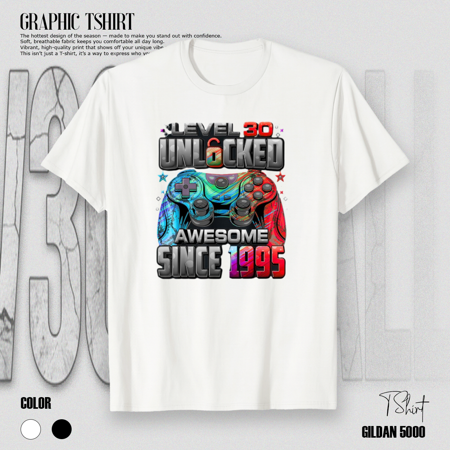 Level 30 Unlocked Funny 30th Birthday Gift for Gamers Unisex T-Shirt up to Size 5XL