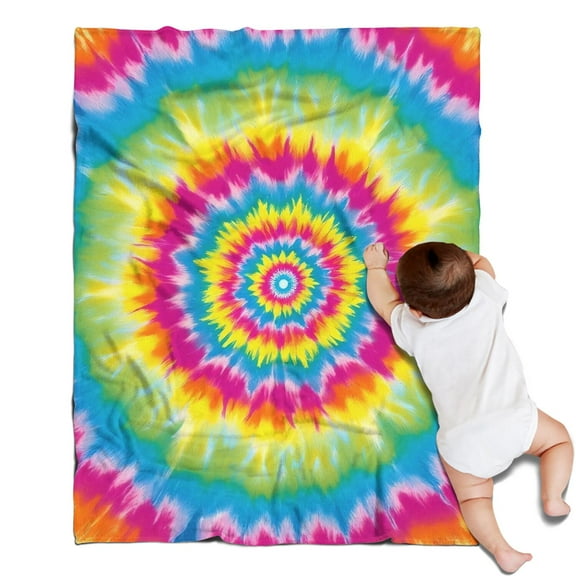 Colorful Rainbow Tie Dye Spiral Pattern Blanket,Comfortable Soft Flannel Throw Blanket,All Season,Warm Lightweight Blankets for Sofa Bed Couch Living Room Chair,30"x40"