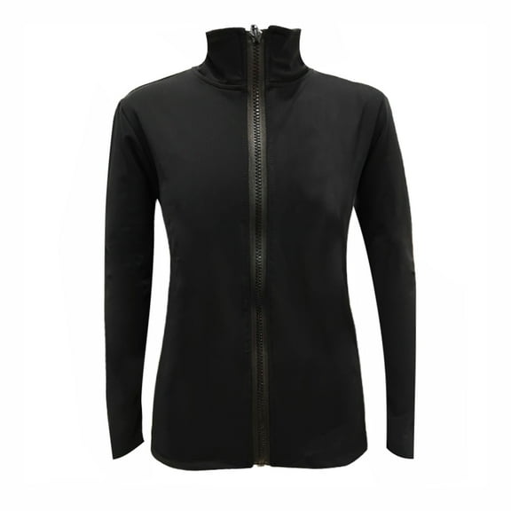 Ice Skating Jackets Girls Black Stretchy Coats Rhinestones Fleece Polyster Tops