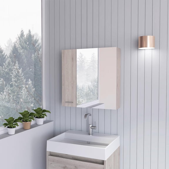 Sines Medicine Cabinet, Four Internal Shelves, Double Door Light Gray