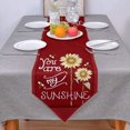 thumbnail image 3 of Sunflowers W13 X L108 Inch Table Runner 100% Burlap Linen Tabletop Collection for Everyday Dining, Special Occasions or Dinner Parties, Machine Washable You are My Sunshine Red, 3 of 7