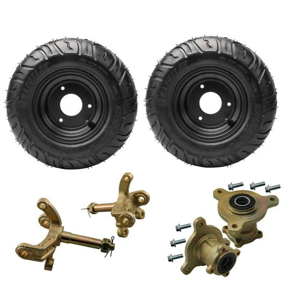 2pcs 13x5.00-6 Tire and Wheel Rim Assembly 13x5-6 Lawn Mower Tire 6" Go Kart Wheels Road Tire Tubeless & Front Steering Knuckle 3 Stud Hubs for ATV Quad Buggy 4 Wheeler Scooter Mini Bike