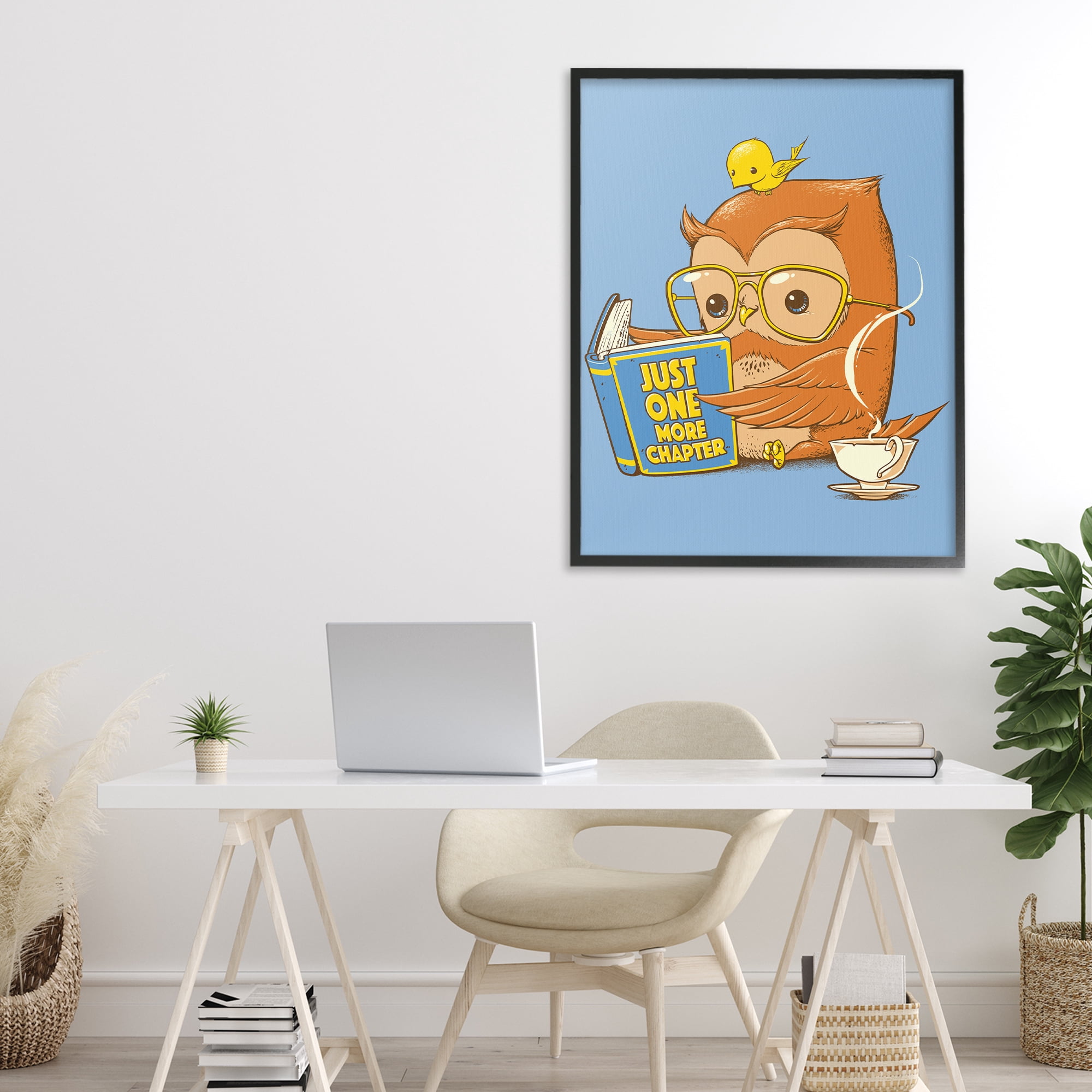 Stupell Industries One More Chapter Owl Black Framed Giclee Art, design by Tobe Fonseca