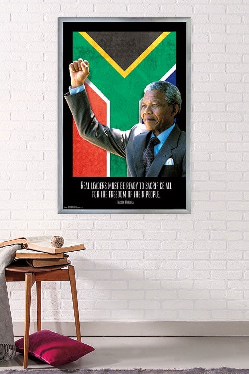 Nelson Mandela - Real Leader Wall Poster, 22.375" x 34", Framed