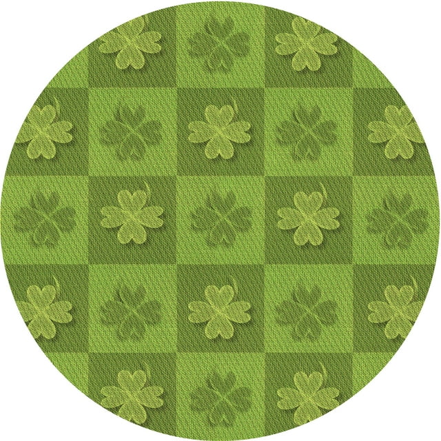 Ahgly Tapis Rond Lavable en Machine Intérieur Transitionnel Vert Pistache, 7 Pieds Rond