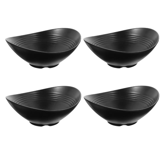 KONTONTY Japanese Style Melamine Soup Bowl for Home Use Black Color Very Easy to Clean 4 Pieces