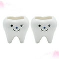 thumbnail image 6 of CIMAXIC Set of 2 Small White Ceramic Planter Pots Tooth Design for Indoor Plants, 6 of 8