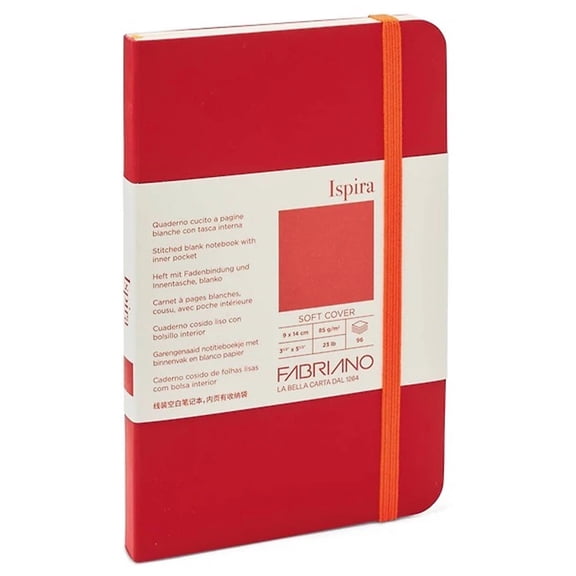 Fabriano Ispira Soft-Cover Notebook, 3.5" x 5.5", Blank, Red