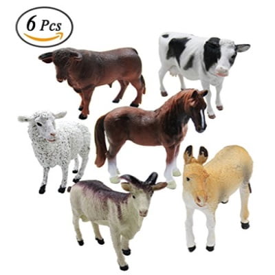 6 Piece Farm Animal Models Toy Set, Realistic Animals Action Figure Model, Educational Learn Cognitive Toys