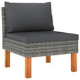 thumbnail image 4 of vidaXL 9 Piece Garden Lounge Set Poly Rattan and Eucalyptus Wood Grey, 4 of 10
