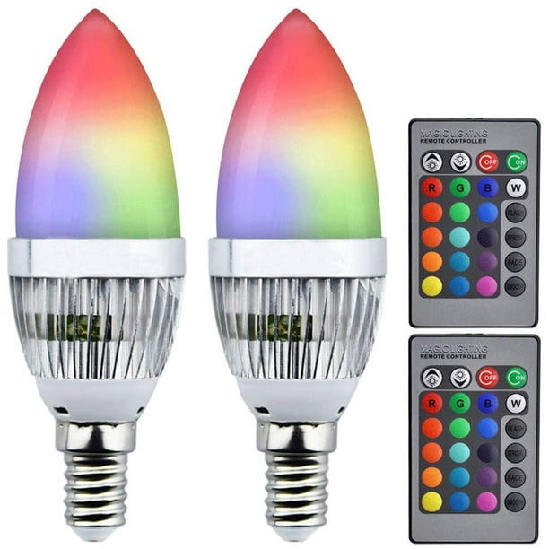 bombillas LED E14 de 3 W, 16 colores, RGB, control remoto SES, bombillas de iluminación ambiental regulables para decoración de bares