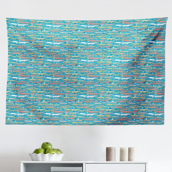 Vintage Tapestry, Art Nouveau Inspired Tender Entangled Leaves and Flowers, Fabric Wall Hanging Decor for Bedroom Living Room Dorm, 2 Sizes, Earth Yellow Fern Green, by Ambesonne