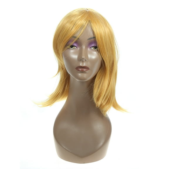 Unique Bargains Wigs for Women 18" Orange Wigs with Wig Cap Straight Hair