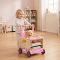 thumbnail image 5 of OLAKIDS Wooden Baby Walker, Activity Center Push Walking Toy with Wheels, Montessori Rattan Doll Stroller for Babies Boys Girls 12-36 Months, 5 of 10