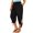 Black, variant on Women's Capri Pants High Waisted Slit Harem Pants Bow Tie Drawstring Cropped Trousers