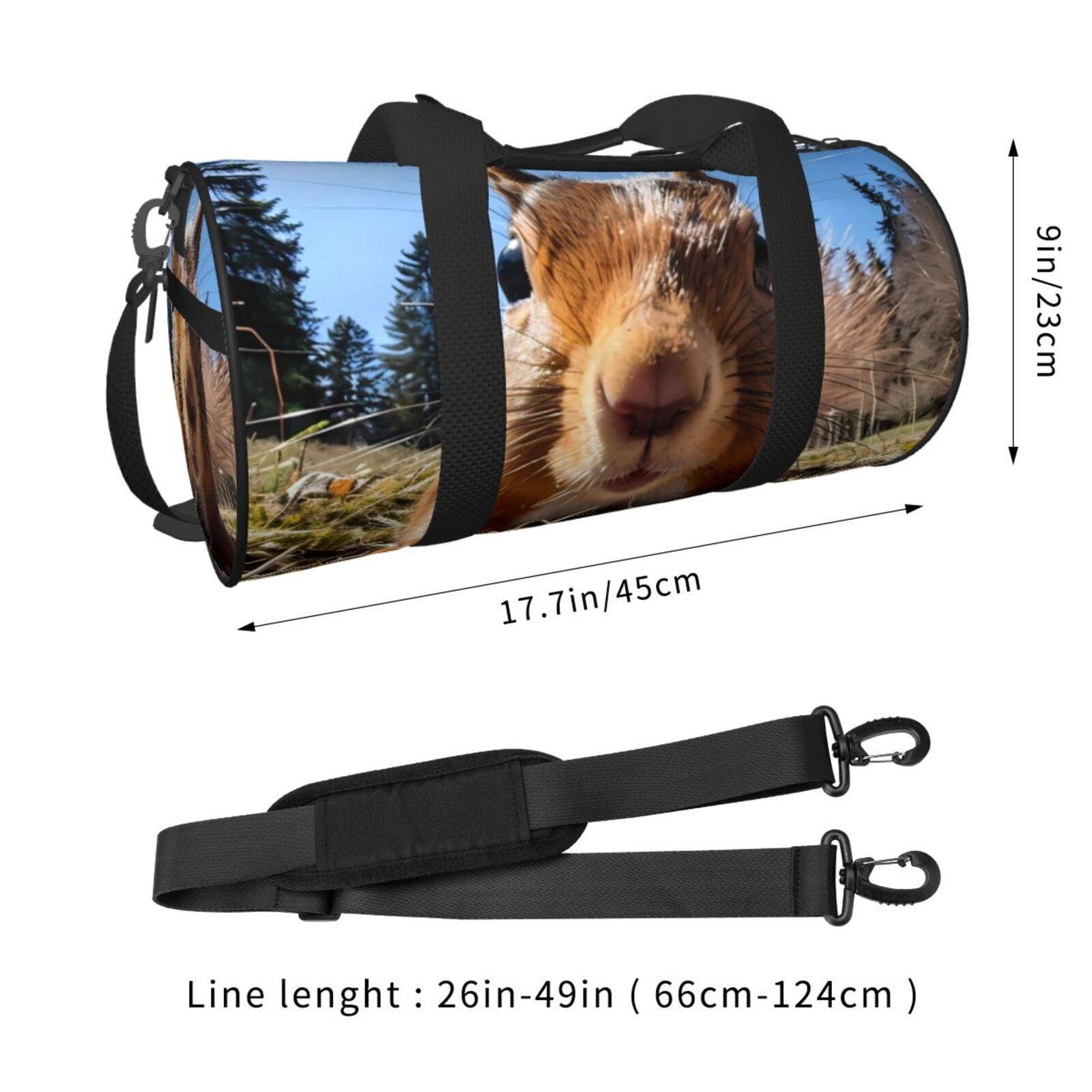 Vsdgher Close-Up Curious Squirrel 45L Foldable Duffel Bag, Sports Gym Bag,Overnight Bag, Portable Weekender Bag for Airplanes