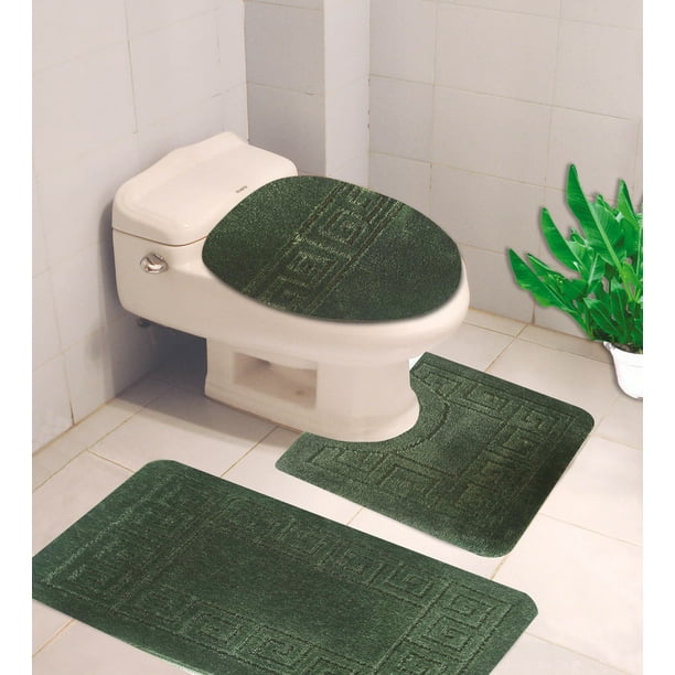 3P #6 HUNTER GREEN SOLID BATHROOM RUG SET 1 BATH MAT 19"X 30"-1 CONTOUR