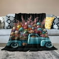 thumbnail image 2 of JRXY Flannel Fleece Blanket Easter Egg Truck, Spring Floral Pink Cherry Aesthetic White, 2 of 6
