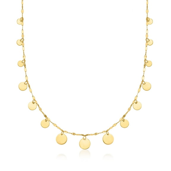 Ross-Simons Italian 1.5mm 10kt Yellow Gold Graduated Circles Lumachina Chain Necklace, Women's, Adult