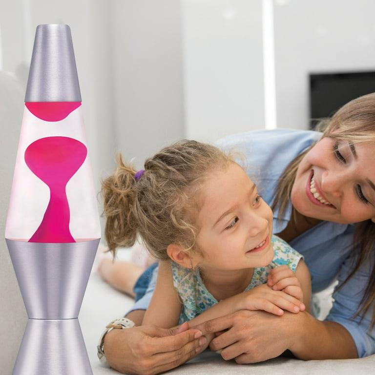 Lava the Original 11.5-Inch Silver Base Lamp with Pink Wax in