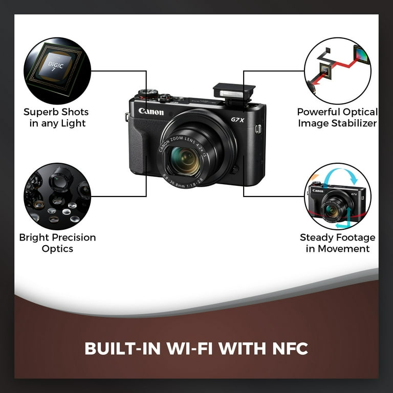 Canon PowerShot G7 X Mark II WiFi Point and Shoot Camera - Premium