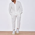 thumbnail image 3 of Aueoeo Mens 2 Piece Outfits Casual Long Sleeve Lightweight Shirts and Thin Classsic Fitted Pants Matching Set Sweatsuit, 3 of 3