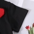 thumbnail image 5 of SUXIAN Valentines Day Baby Girls Comfortable and Cute Red Black T Shirt Red Pleated Skirt Set Festive Clothing Set Black 5Y, 5 of 6