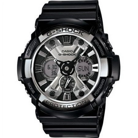 Casio Men's XL Series G-Shock Quartz 200M WR Shock Resistant Resin Color: Glossy Black and Chrome Face (Model GA-200BW-1ACR)