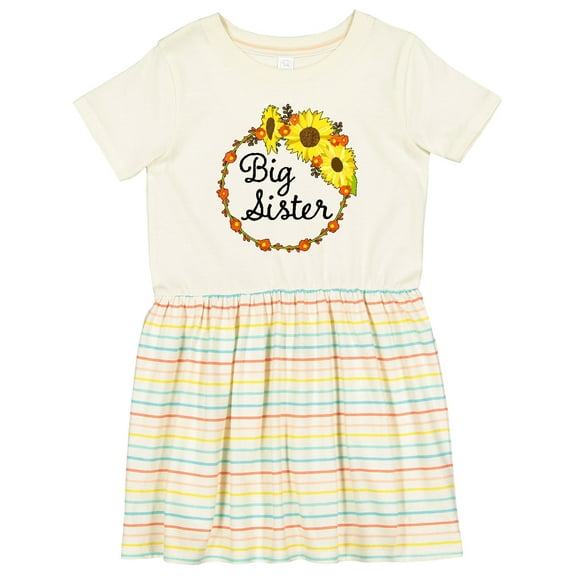 Inktastic Big Sister Sunflower Wreath Girls Toddler Dress