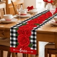 thumbnail image 5 of Valentine's Day Table Runner - 90 Inch Long Red Rose Flowers Buffalo Plaid Romantic Cotton and Linen Blended Dress Scarves Farmhouse Table Runner for Kitchen Dining, Coffee Table, 13" x 90", 5 of 8