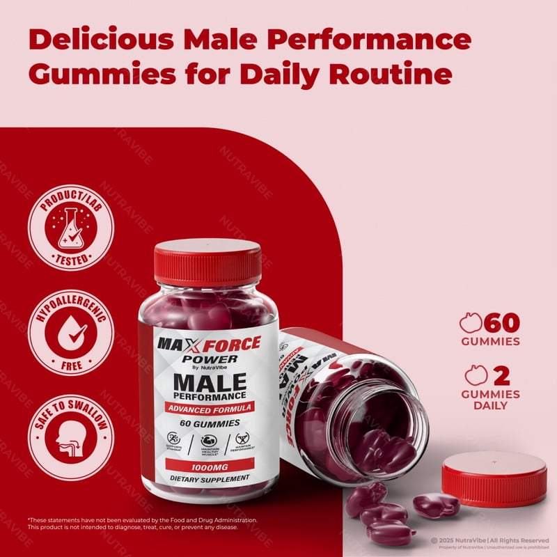 Max Force Power – Gummies with a Natural Daily Blend for Energy & Wellness | Great-Tasting, Easy-to-Chew Gummies (60 Gummies)