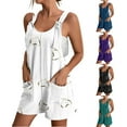 thumbnail image 6 of Lovskoo 2024 Womens Summer Casual Sleeveless Printed Short Rompers Adjustable Strap Loose Shorts Jumpsuits Overalls with Pockets Navy XL, 6 of 6