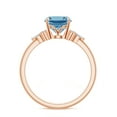 thumbnail image 3 of Cushion Shaped Blue Topaz Side Stone Engagement Ring with Moissanite in Sterling Silver/ Rose Gold Plated Trilogy Promise Wedding Band Ring December Birthstone Jewelry, Ring Size 7, 3 of 8
