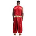 thumbnail image 2 of Aislor Men's Halloween Arabian Prince Costume 2 Piece Persian Cosplay Vest Long Pants Outfits Burgundy&Burgundy M, 2 of 7