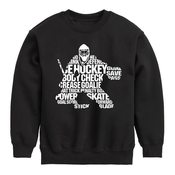 Instant Message - Hockey Words Silhouette - Youth Crew Fleece Sweatshirt