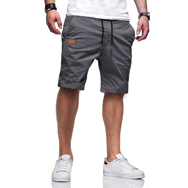 Shorts casuales JMIERR de algodón con cordón, gris, para hombre