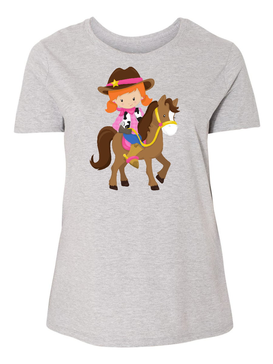 inktastic Cowboy Girl Cowgirl on Brown Horse Orange Hair Toddler T-Shirt 
