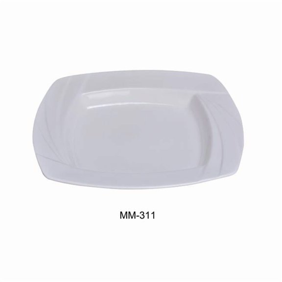 11 in. Miami Square Porcelain Pasta Bowl, Bone White - 24 oz - Pack of 12