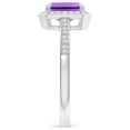 thumbnail image 3 of ANGARA Natural Emerald-Cut Amethyst Engagement Ring with Diamond Halo in 14K White Gold for Women (Size-7x5mm) | February Birthstone, Anniversary, Jewelry Gift for Women | Natural Amethyst Ring, 3 of 9
