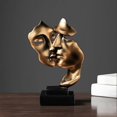 thumbnail image 2 of Sculpture Home Decor Mask Gold Statue Face Modern Resin Figures for Decoration Desk Office Table Couple Mask Crafts, 2 of 5