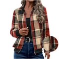 thumbnail image 4 of Shackets for Women 2026 Fashion Flannel Plaid Zip Up Jackets Casual Long Sleeve Baggy Outwear Coat Fall Clothes, 4 of 7