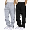 thumbnail image 2 of NOLDARES 2 Pack Men's Sweatpants Lightweight Wide Leg Open Bottom Baggy Pants Gym Drawstring Lounge Joggers with Pocket,Light Gray,M, 2 of 4