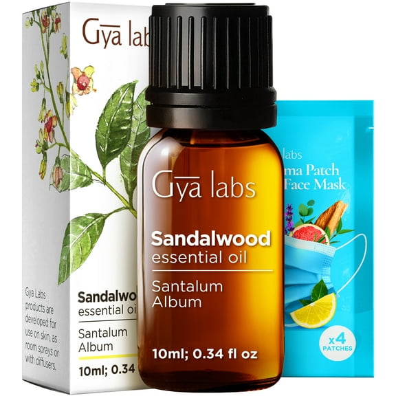 Gya Labs Sandalwood Essential Oils for Diffuser, Natural Sandalwood Oil for Hair, Skin, Massage, & Perfume -0.34 fl oz