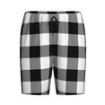 thumbnail image 4 of Naloa White And Black Plaid Men's Short Pajama Pants, Lounge Comfort Shorts with Elasticized Waistband and Side Pockets - XX-Large, 4 of 9
