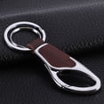 thumbnail image 2 of Men's Leather Key Ring Chain Metal Keychain for Home (Silver and Brown Leather), 2 of 7