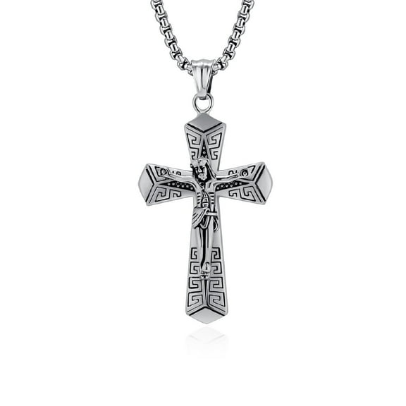 Rynsito Cross Necklace for Men, Sterling Silver Cross Pendant, Crucifix Necklace Faith Jewelry for Men Women